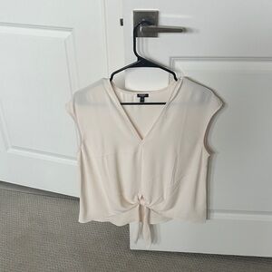 Express Cream Tie-Front Blouse